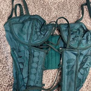 Urban Outfitters Teal Lace Crop Top